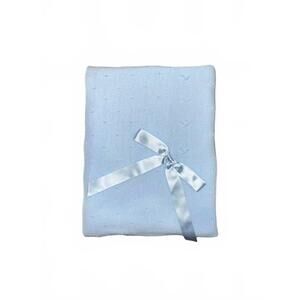 NEW JULIANA baby dotted/textured knit blanket in light blue